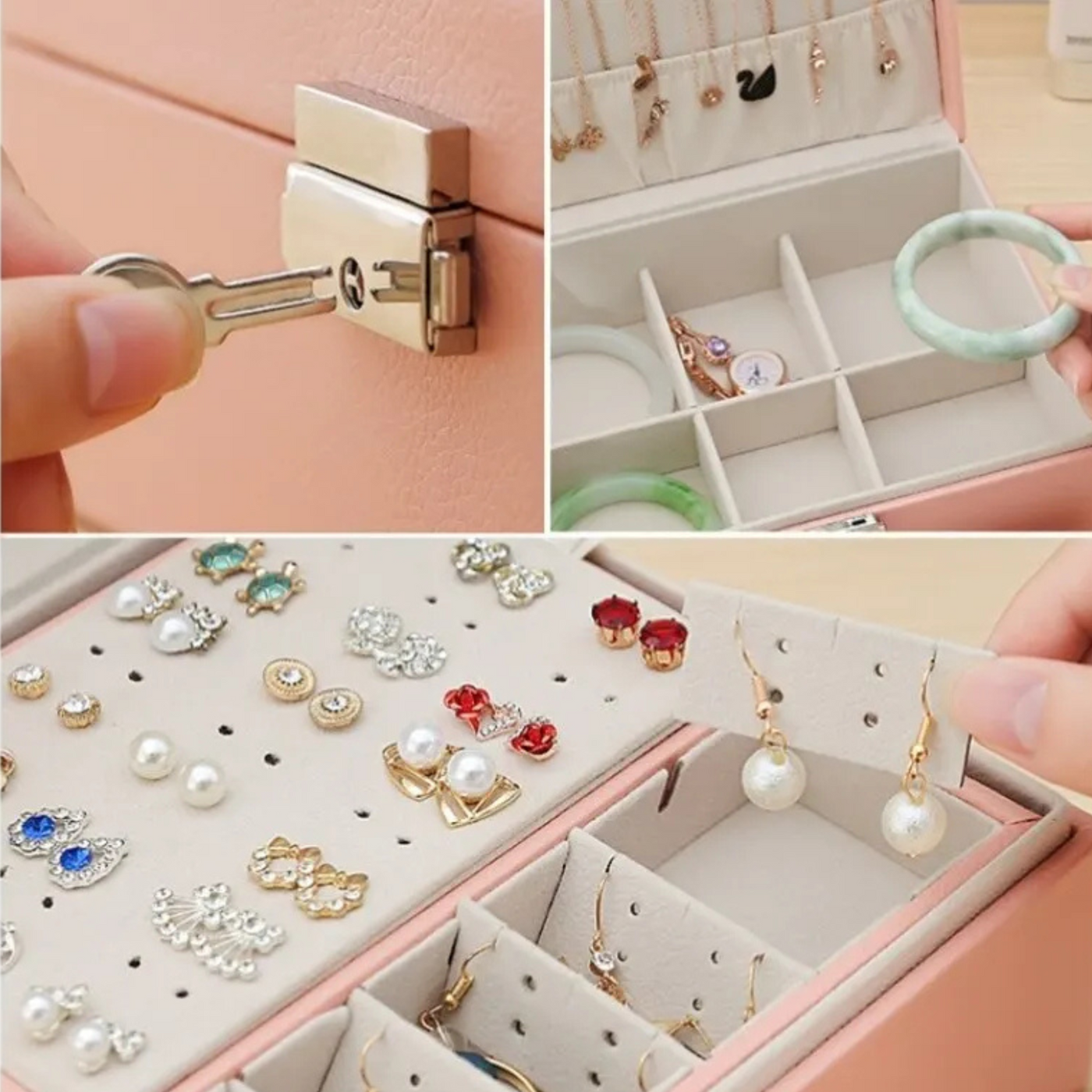 Boîte à bijoux chic en cuir et velours