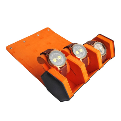 Boîte à montres design hexagonale en cuir