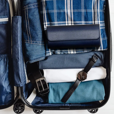 Étui 3 montres en cuir compact