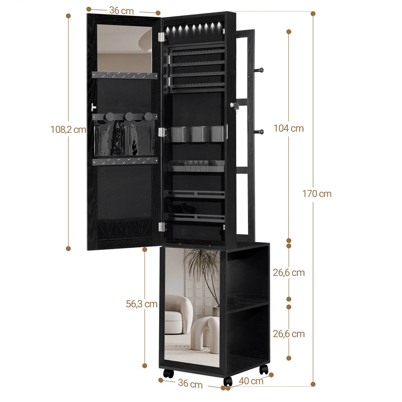 Armoire à bijoux rangement intégré