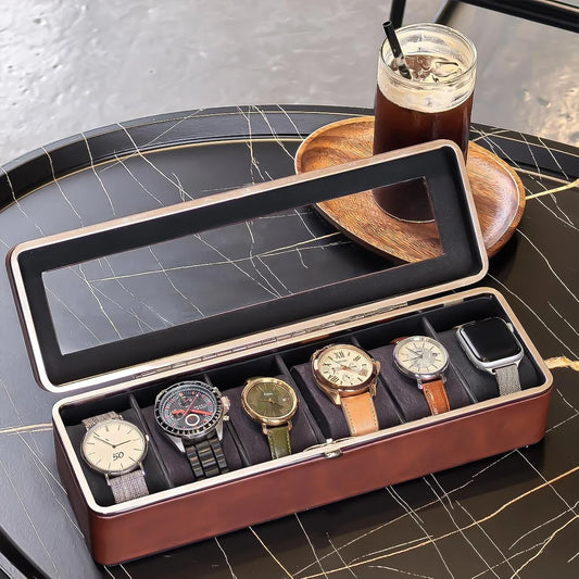 Boîte à montres - 6 emplacements en cuir