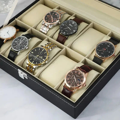 Boîte à montres en cuir noir
