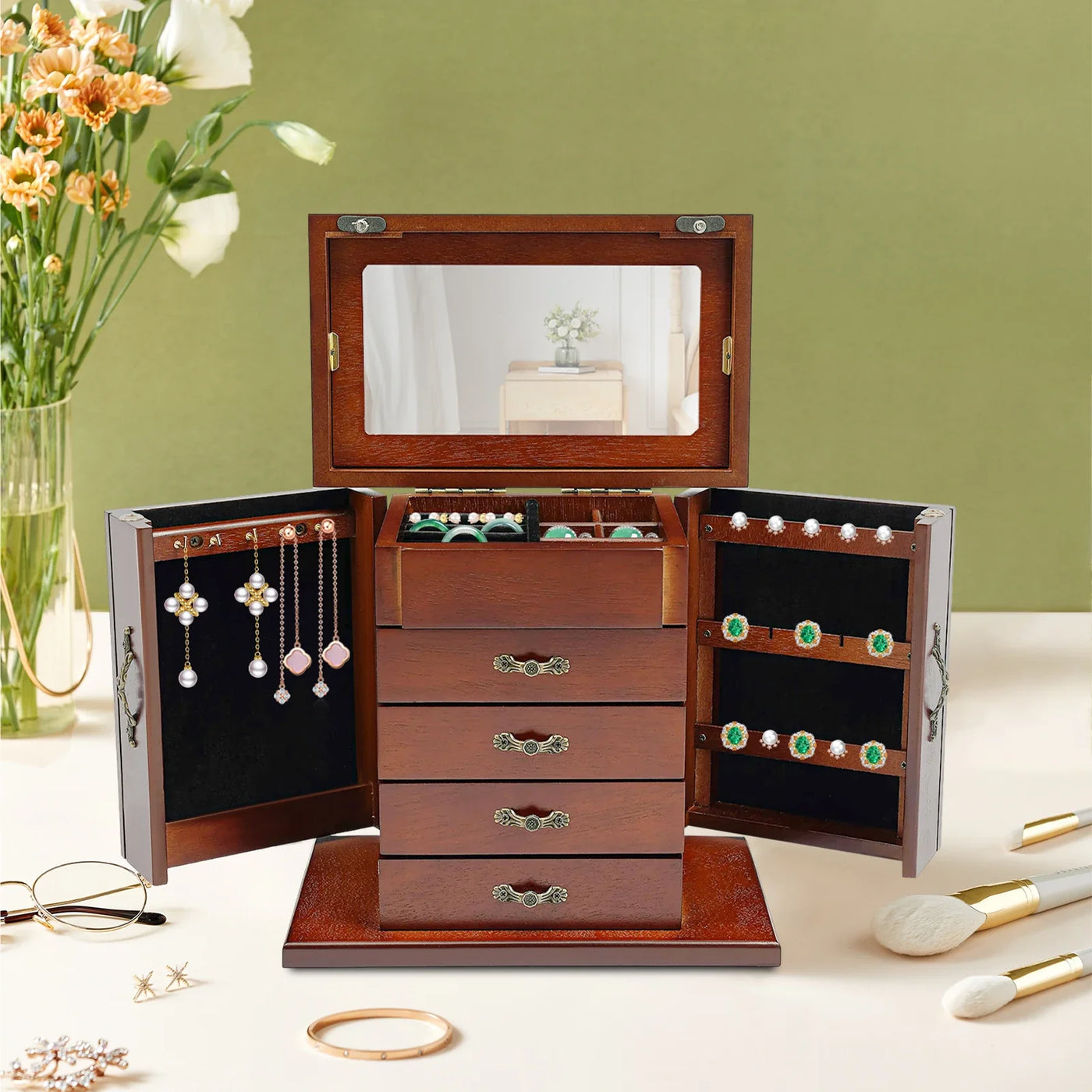 Boîte à bijoux en bois style art déco