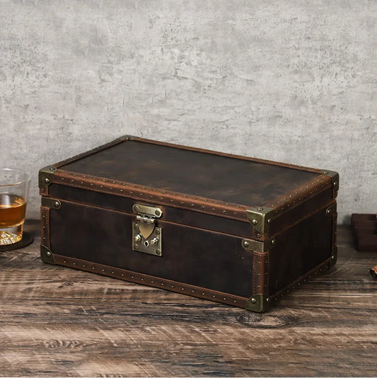 Boîte à montres en cuir brut