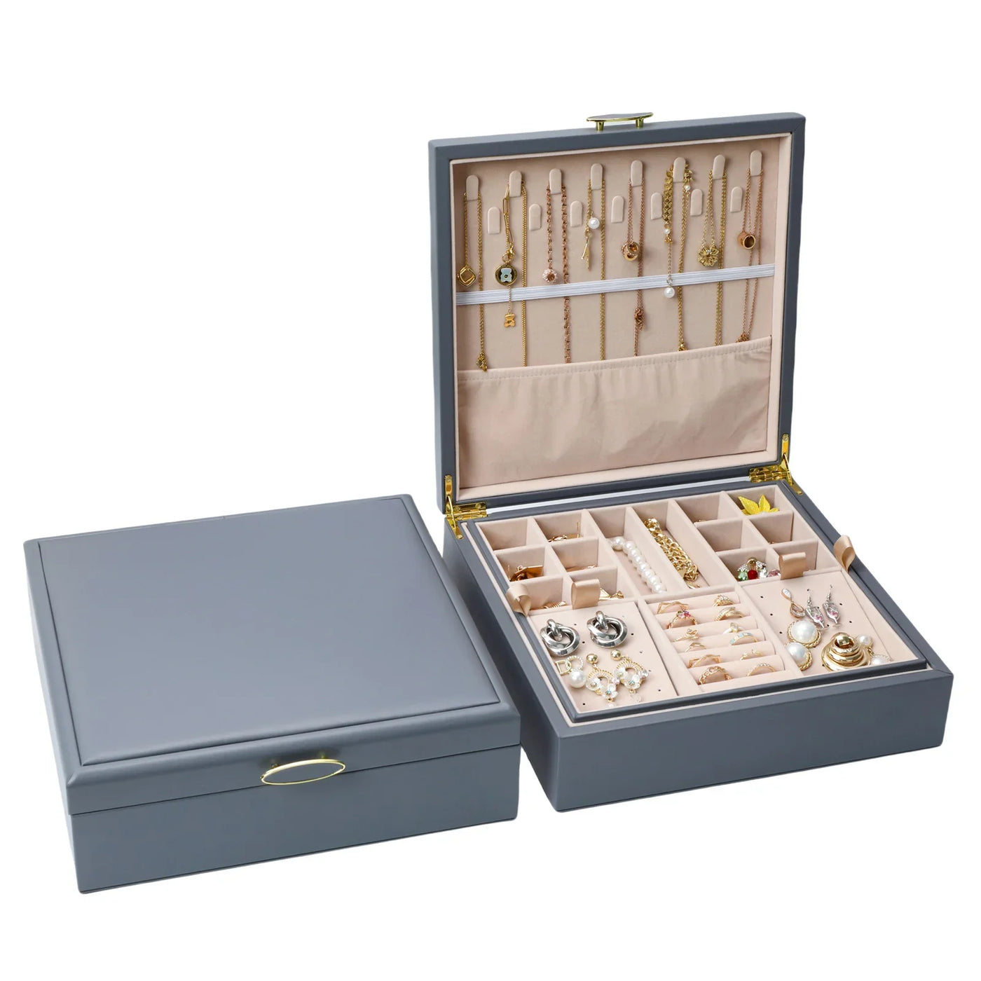 Boîte à bijoux en cuir rigide