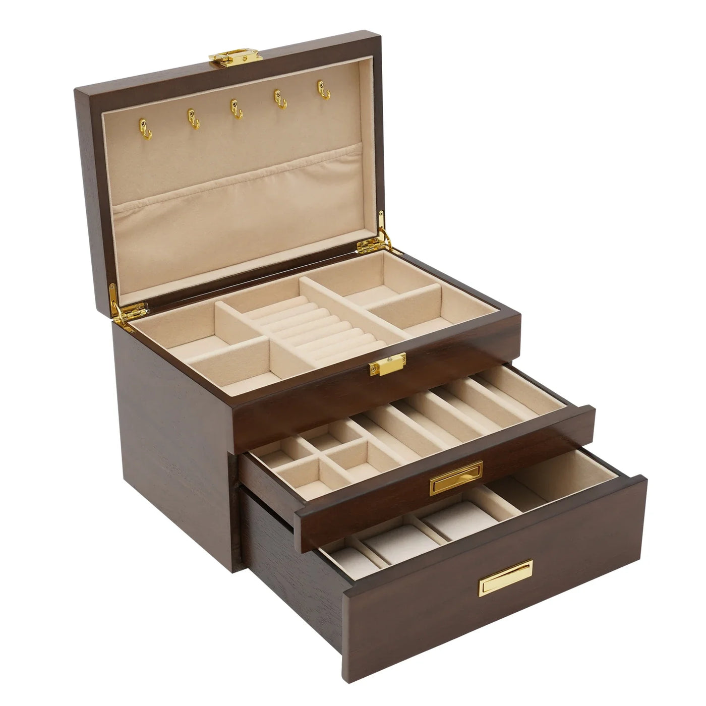 Boîte à bijoux 3 niveaux style japonais – Design raffiné et capacité généreuse