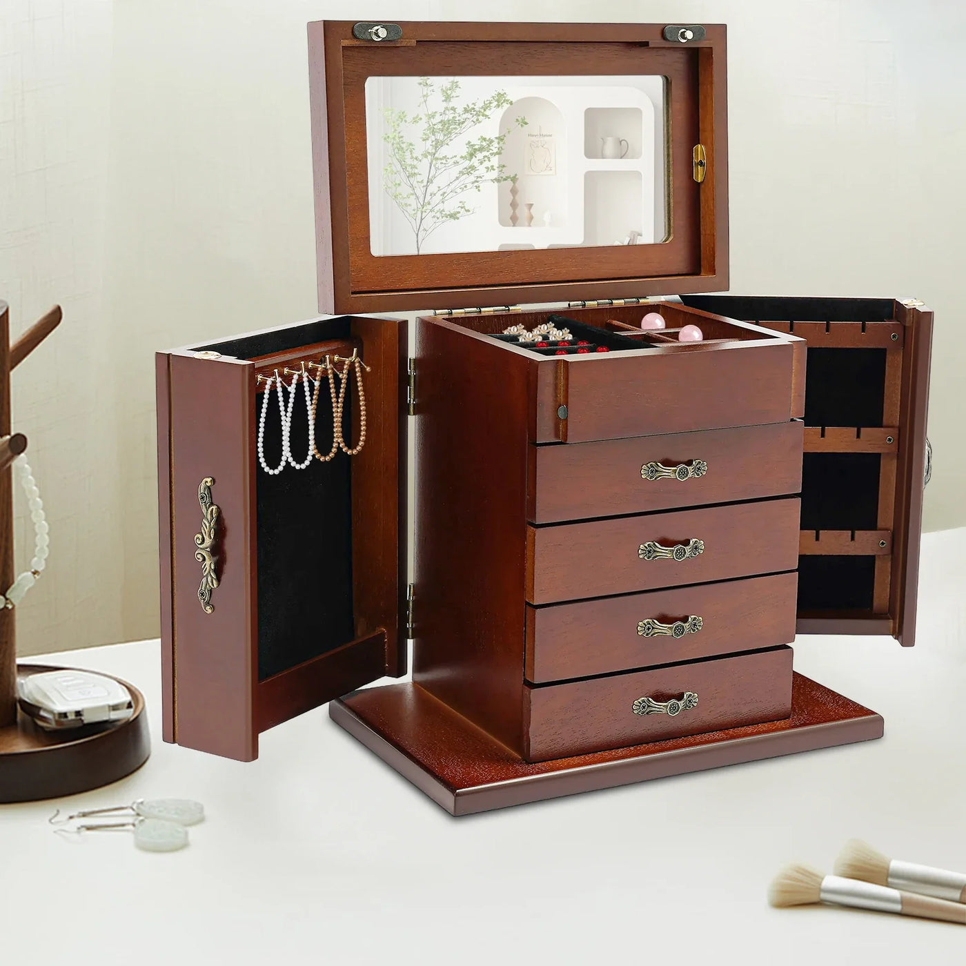 Boîte à bijoux en bois style art déco