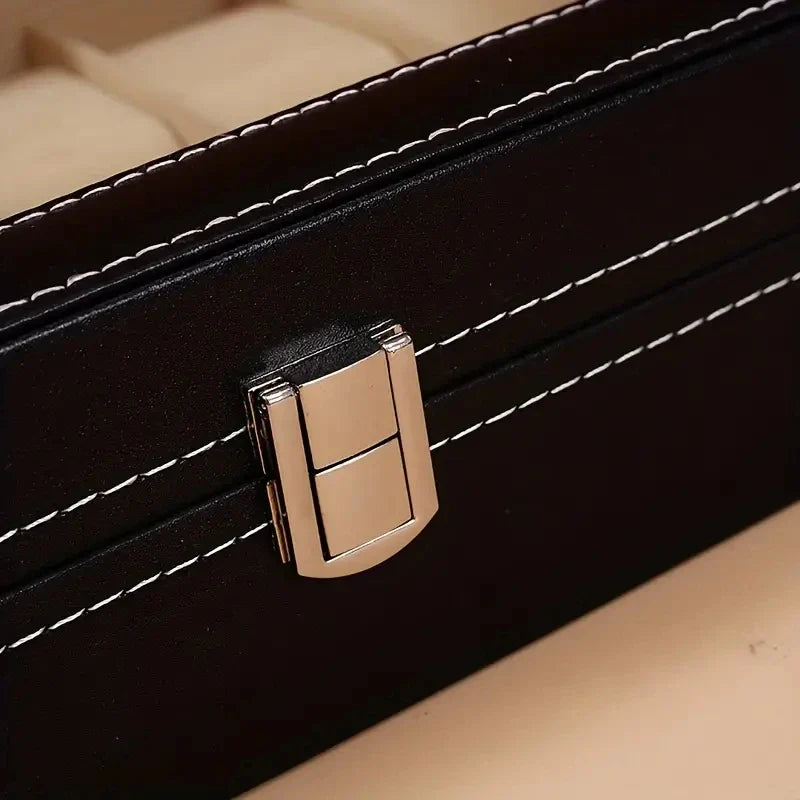 Boîte à montres en cuir noir