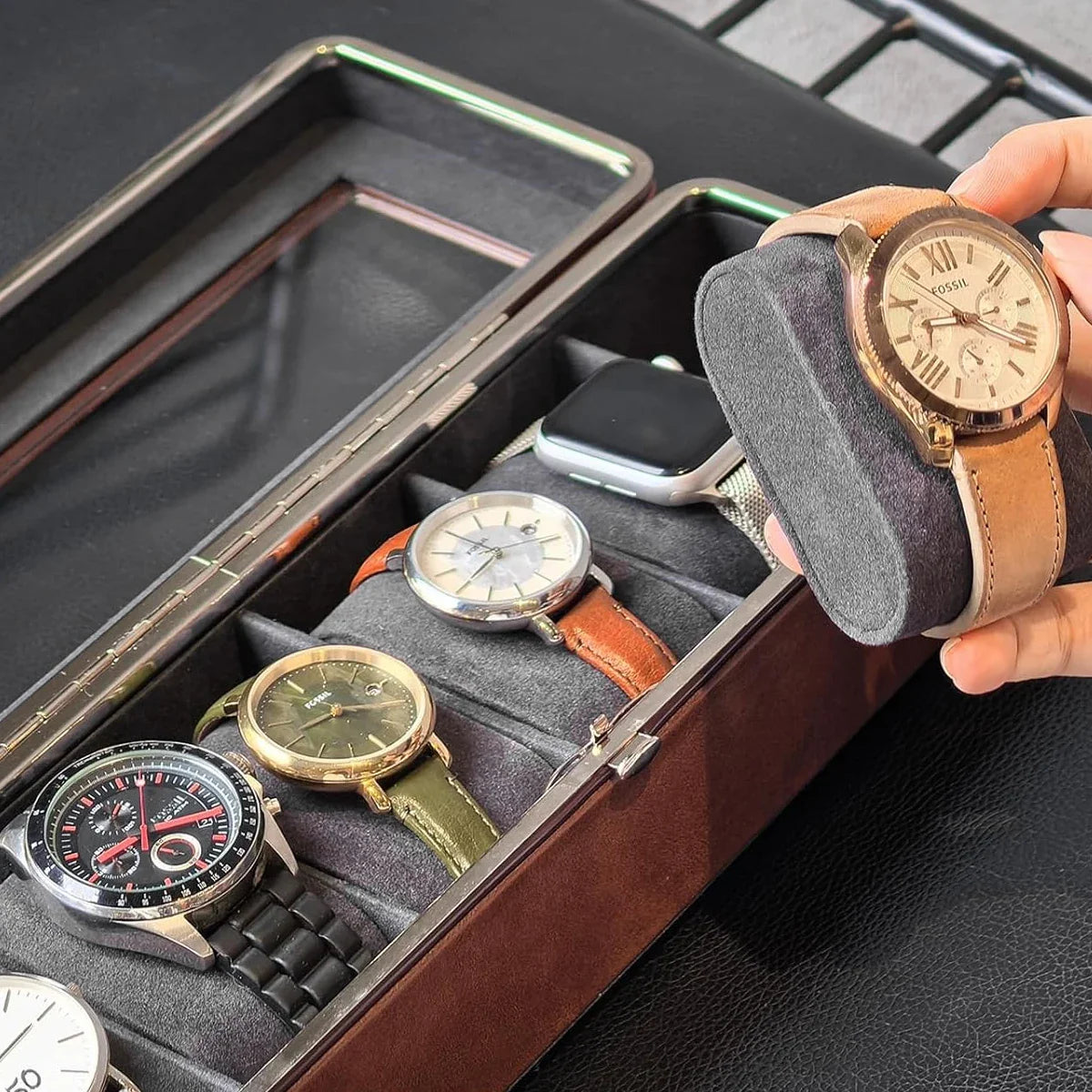 Boîte à montres - 6 emplacements en cuir