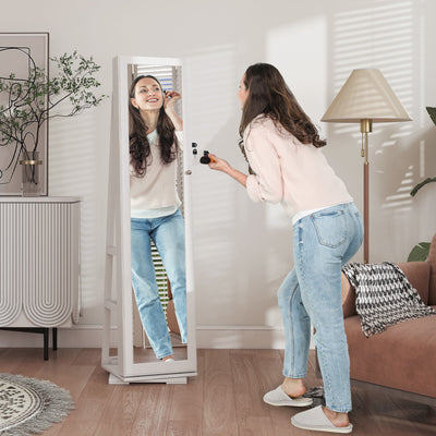 Armoire à bijoux miroir sur pied rotatif 360°